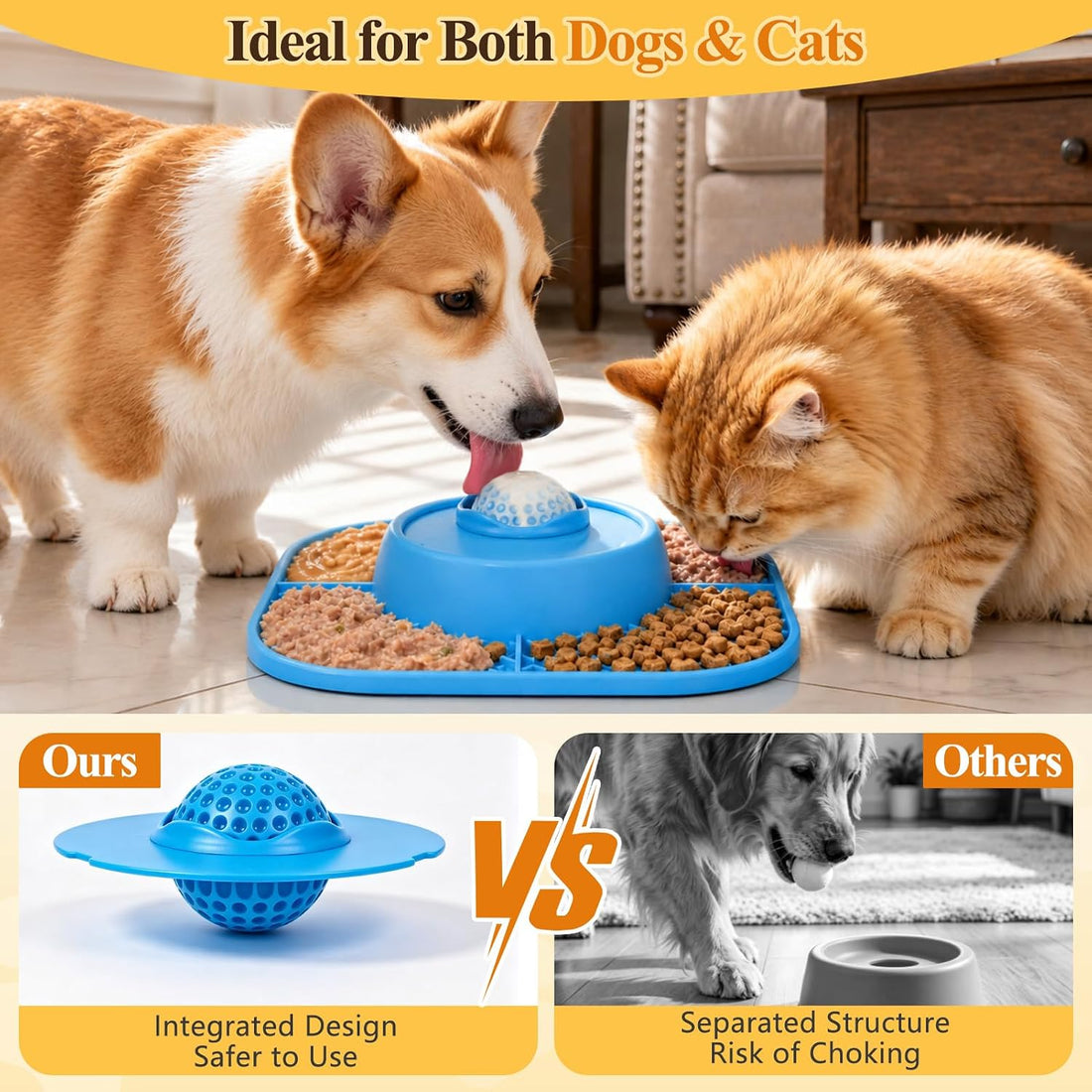 Slow Feeder Dog Bowls 3-in-1 & Lick Mat & Anti-Choking Rolling Ball