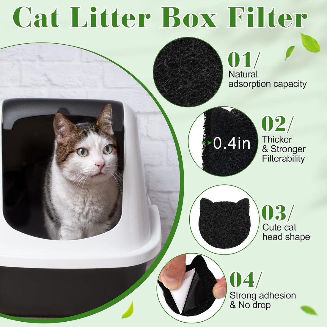 12-Pack Cat Litter Box Carbon Filters, Stick-On