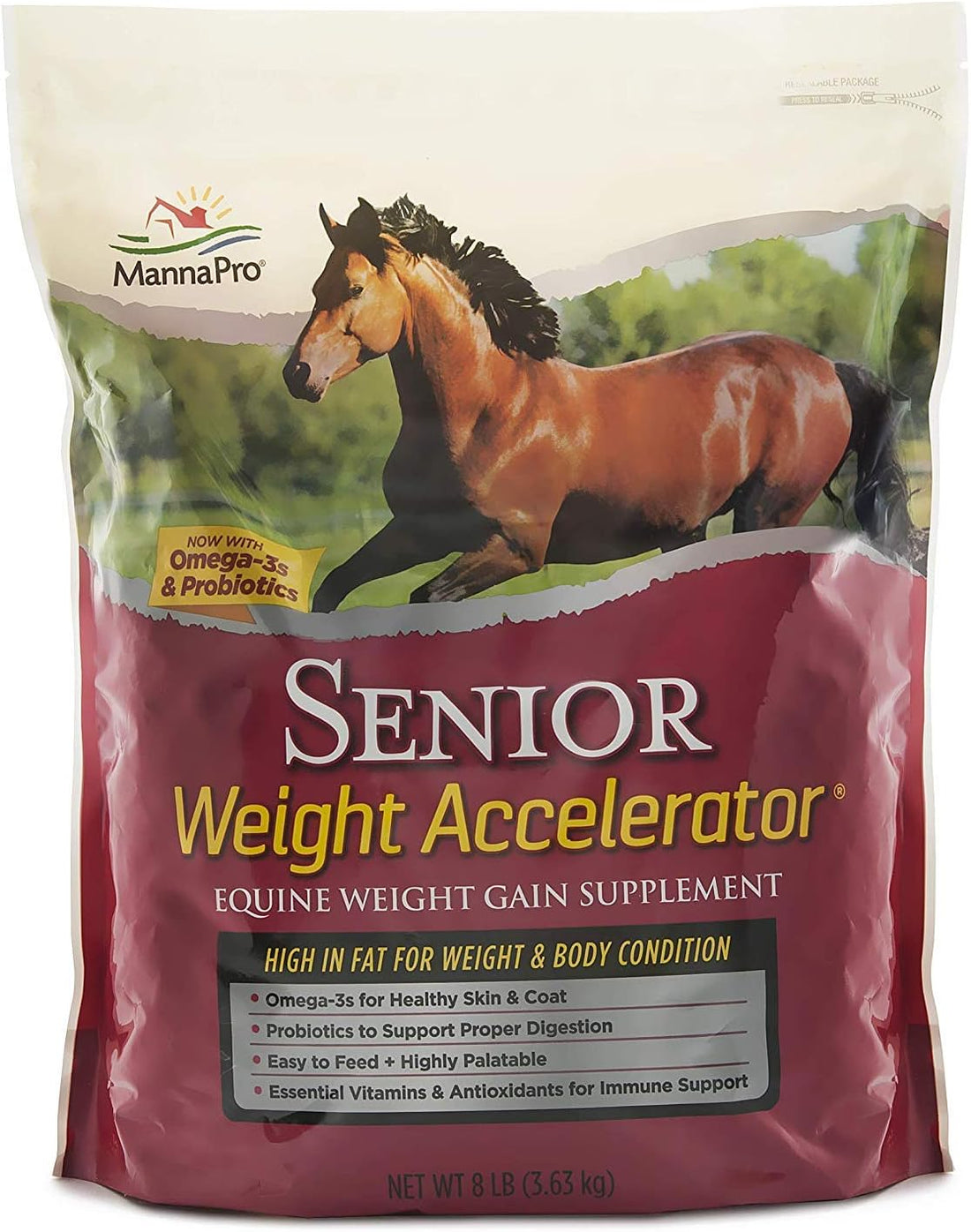 Manna Pro Weight Accelerator Horse Supplement, Meal Topper, Omega-3