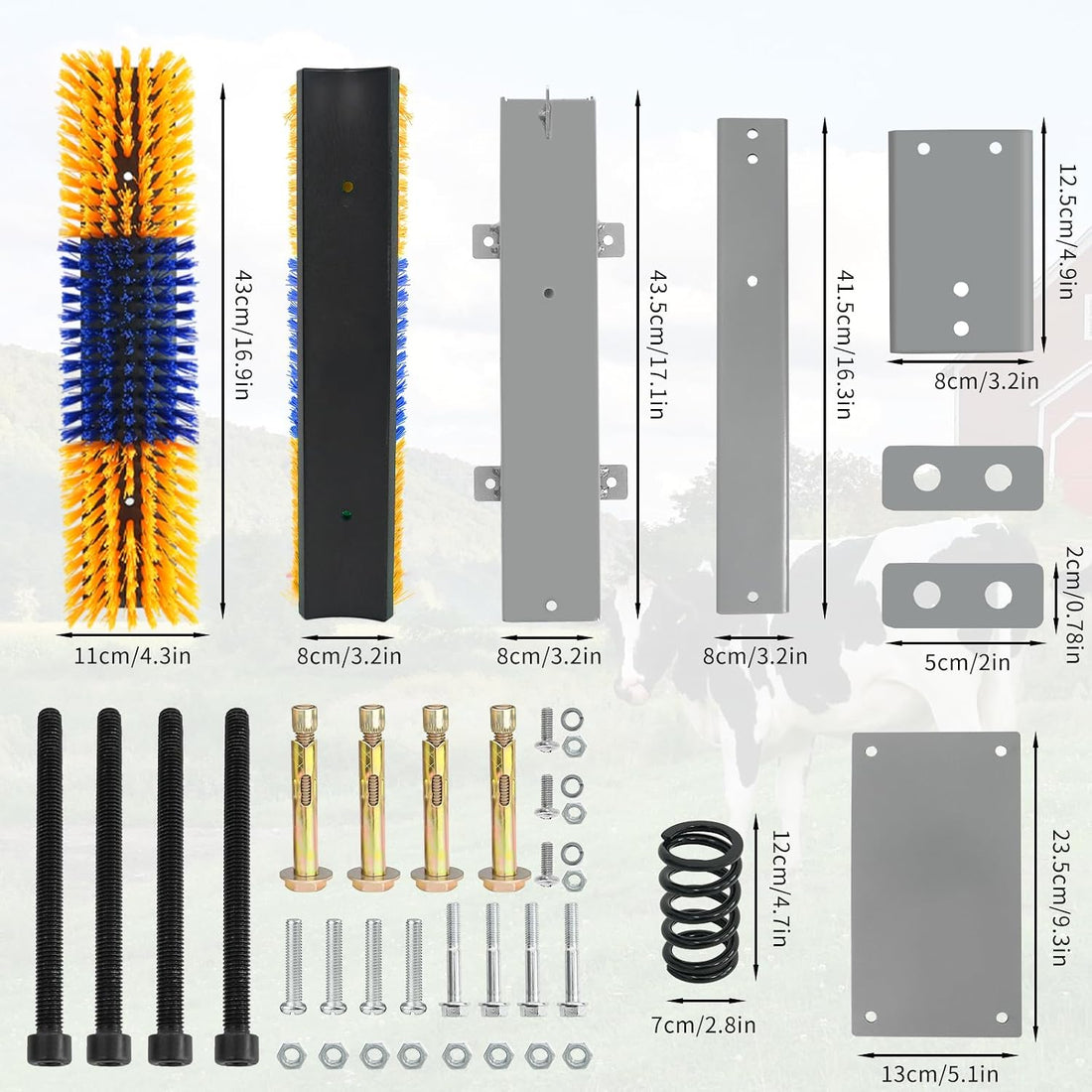 Livestock Scratch Brush With Spring Iron Holder，Animal Back