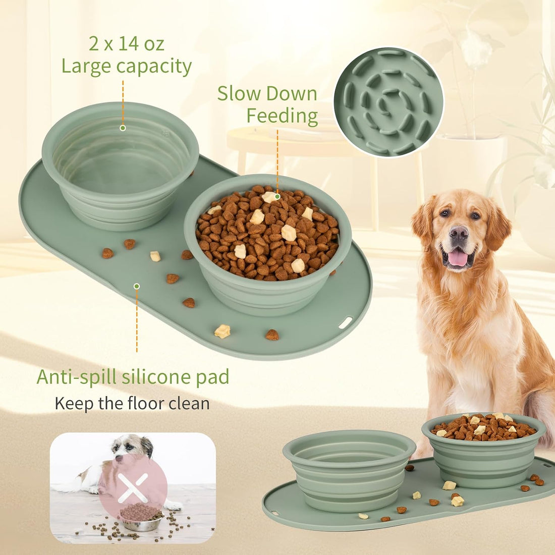 Puppy Dog Bowl,Travel Bowls Dog Food Bowls&Dog Water Bowls,No