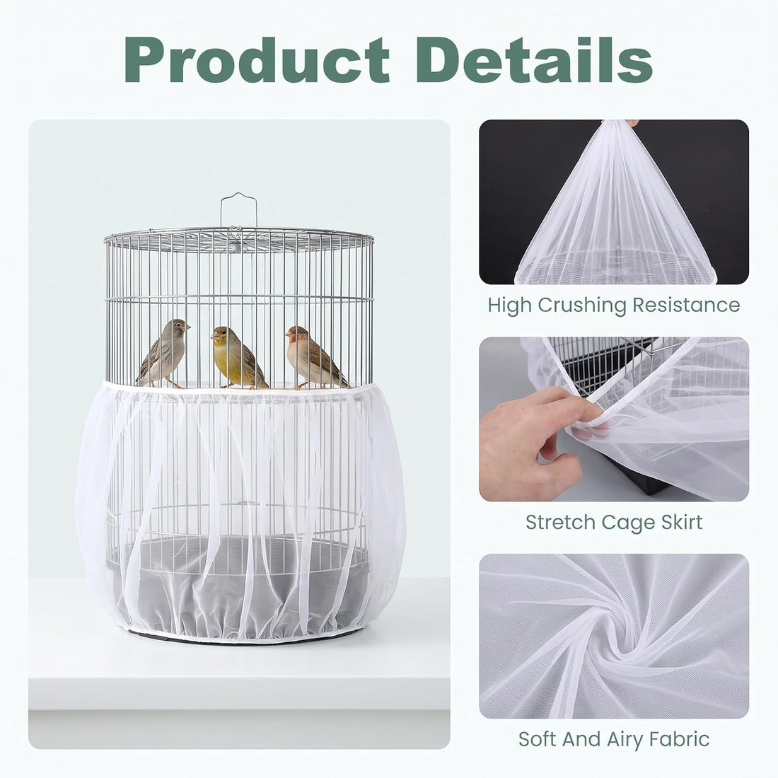 2 Pack Bird Cage Skirt Cover Universal Bird Cage Seed Catcher Net