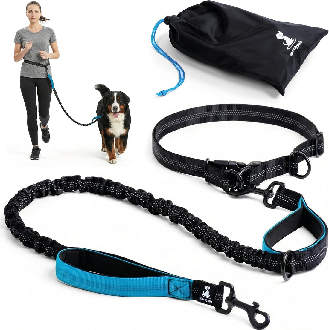 SparklyPets Hands-Free Bungee Dog Leash