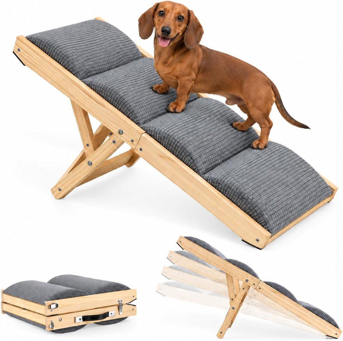 Dog Ramp for Bed & Couch, Folding & Ajustable Pet Steps 13.8''