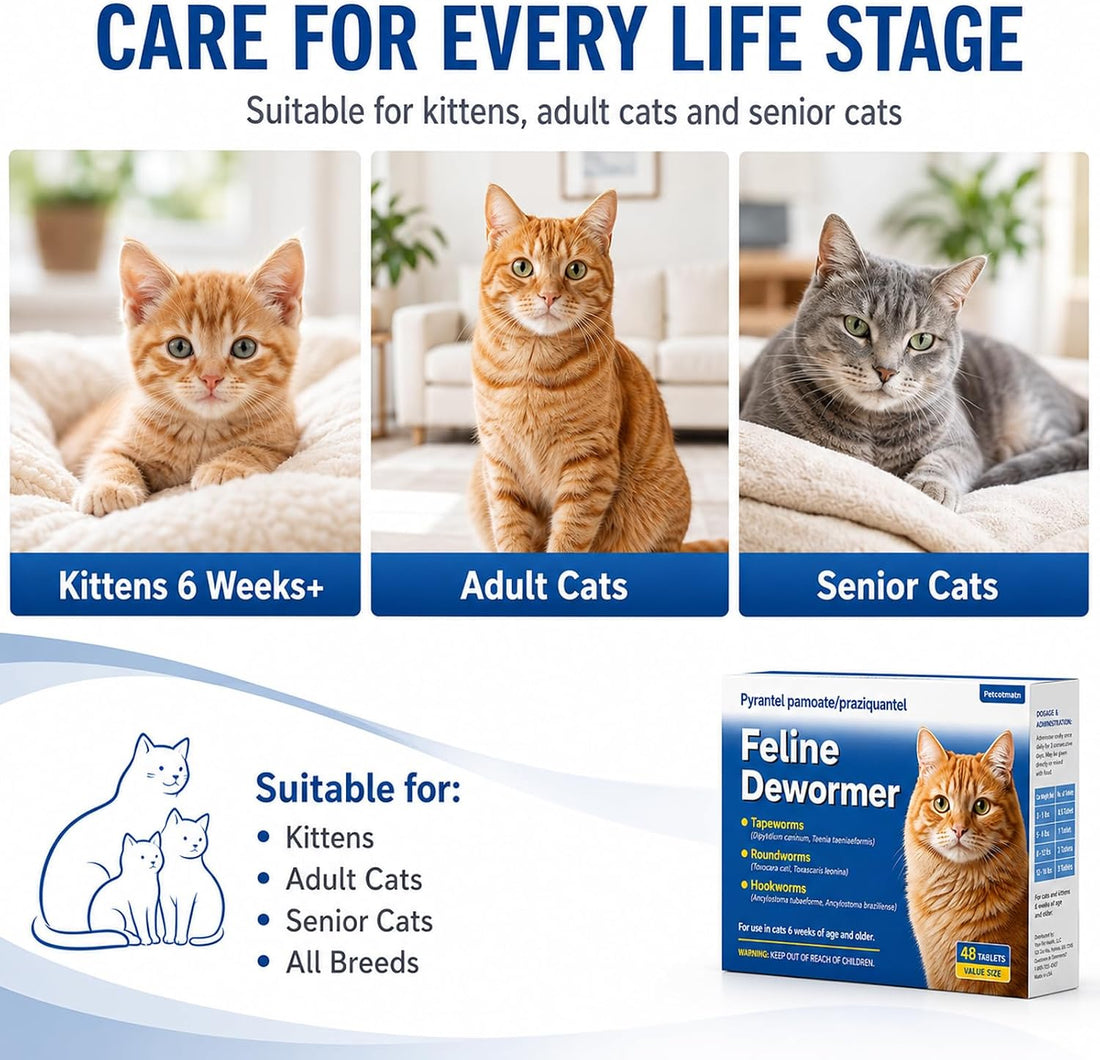 Dewormer for Cats & Kittens, Broad Spectrum Cat Dewormer for Tapeworms