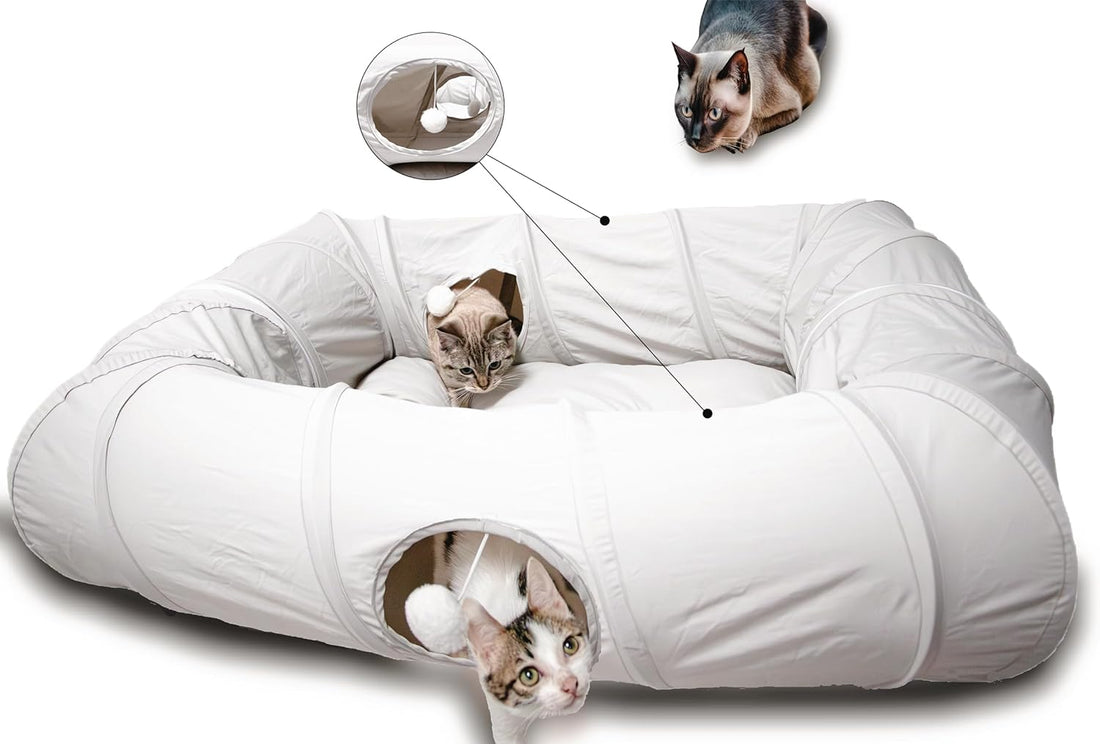 XxingSheep 4 Ways Shuttled XL Cat Tunnel Bed for Indoor Cats Peekaboo