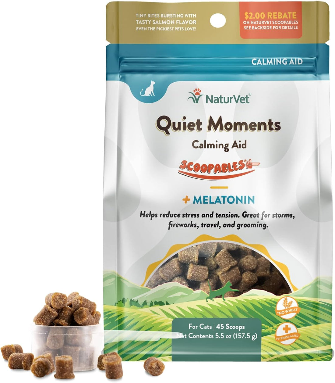NaturVet Quiet Moments Calming Aid for Cats Plus Melatonin