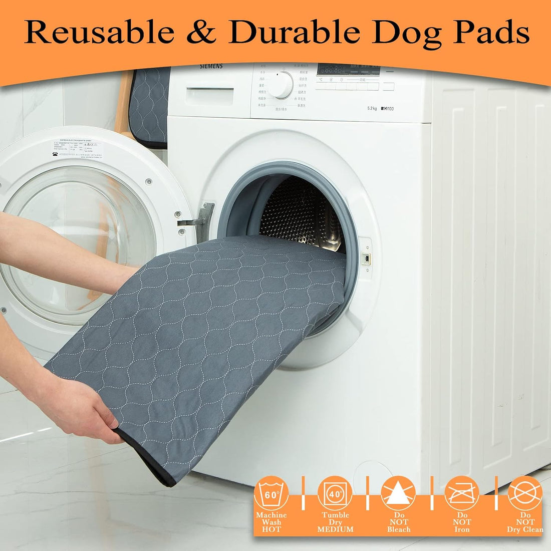 Bunlitent Washable Pee Pads for Dogs 72x72, 2 Pack