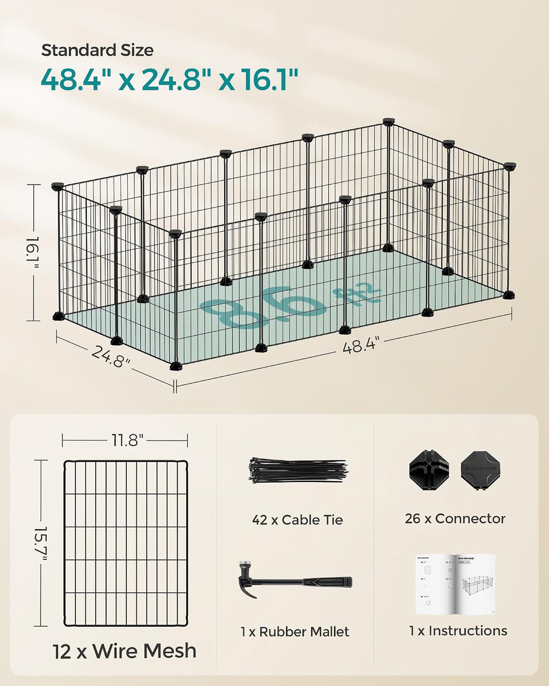 SONGMICS Pet Playpen, Small Animal Cage