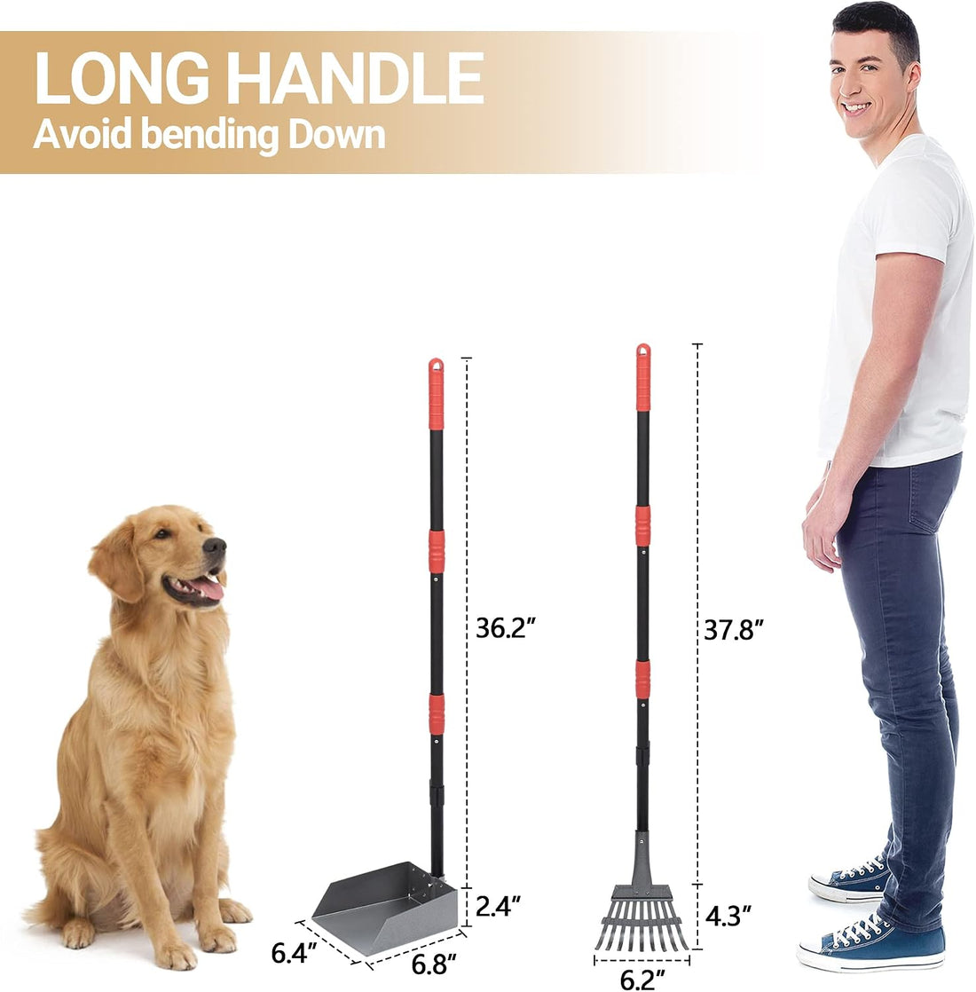 Heeyoo Dog Pooper Scooper, Dog Poop Tray and Rake Set