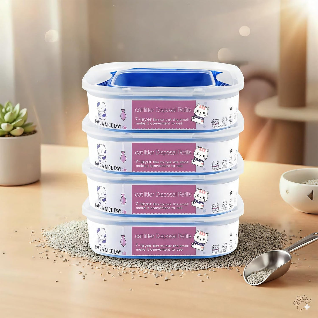 4 Pack 28FT Cat Litter Refill Cartridge