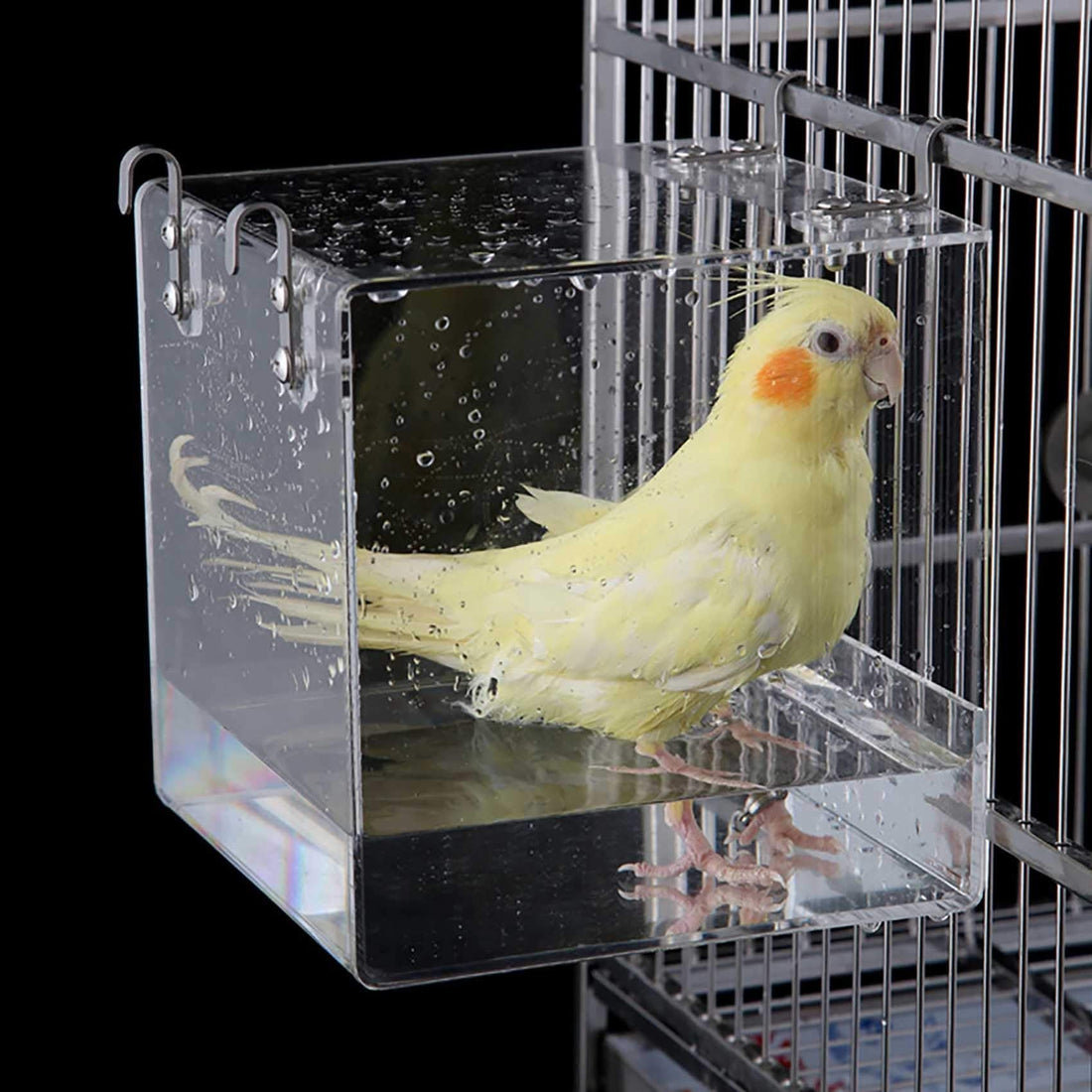 Suremita Hanging Bird Bath Cube Bird Bathtub Bath Shower Box Bowl