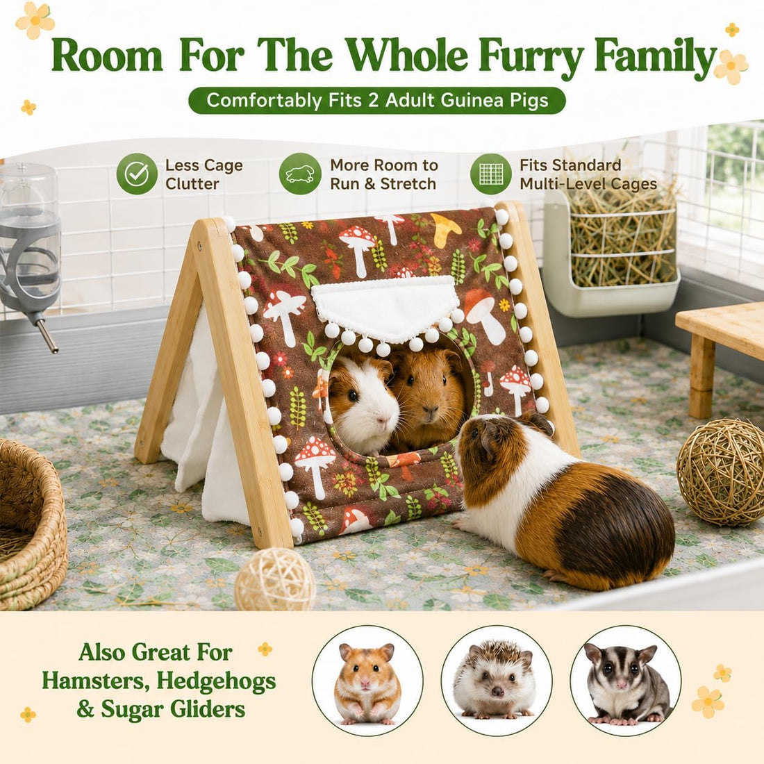 Guinea Pig House, Bamboo Hideout with Window