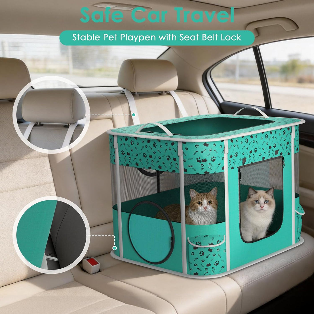 Petimber Portable Cat Playpen with Litter Box