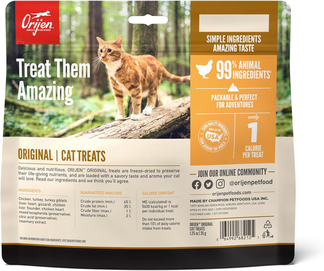 ORIJEN Freeze Dried Cat Treats Grain Free High Protein Raw Animal