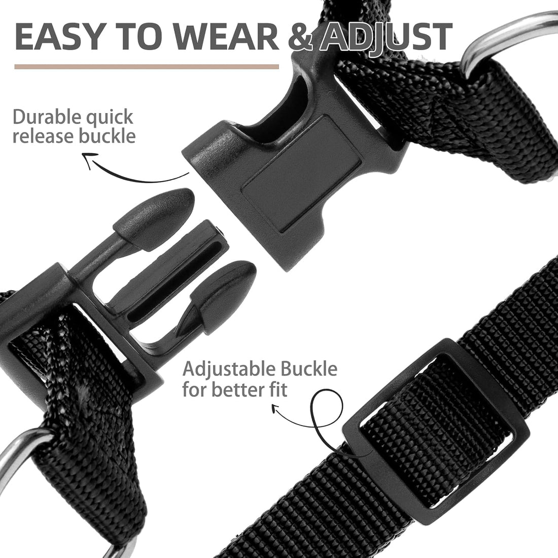 PUPTECK No Pull Dog Harness Soft Adjustable Basic Nylon Step in Puppy