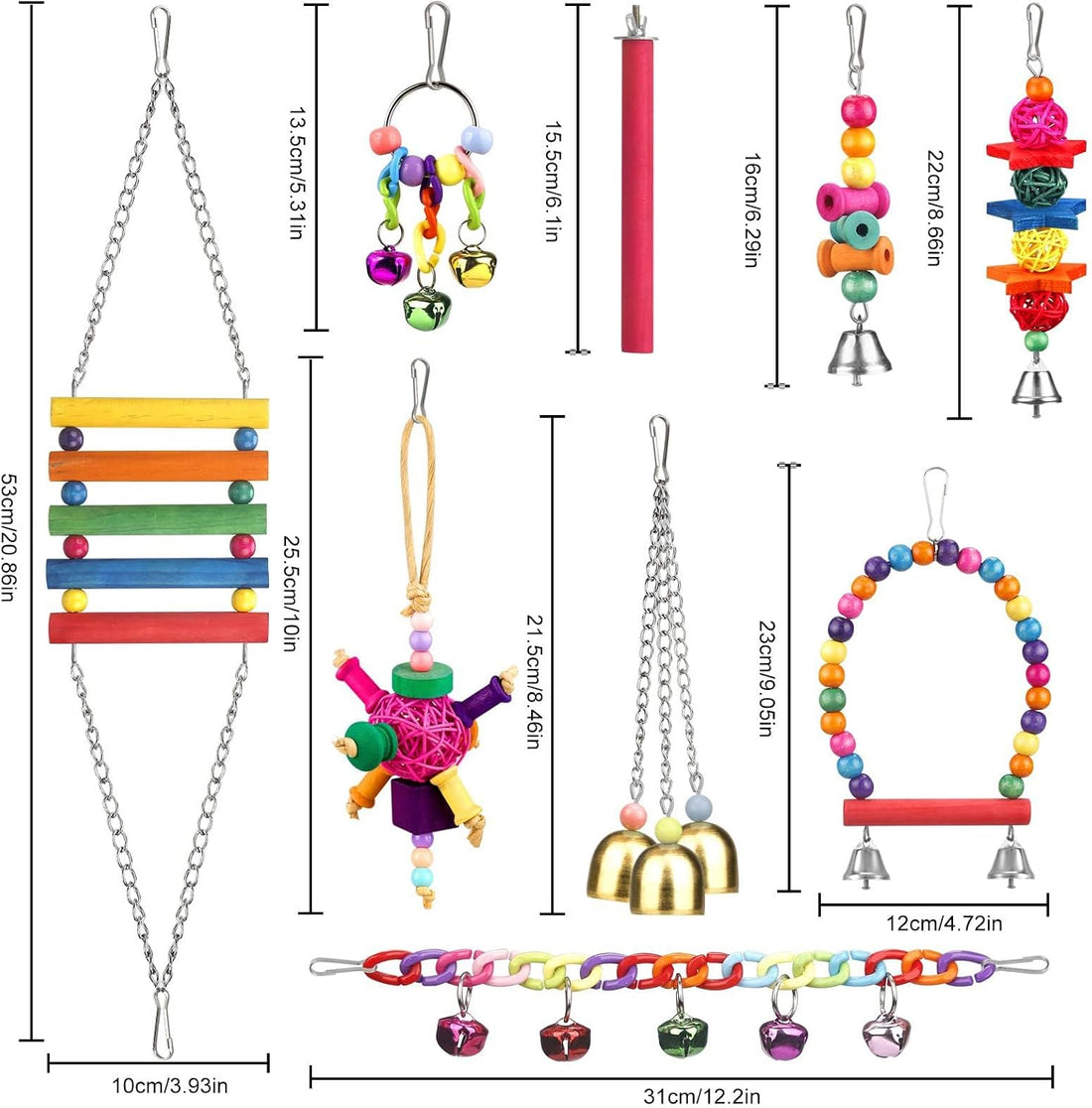 Bird Toys cage Accessories Parakeet Parrot Swing Wood Stand Perch