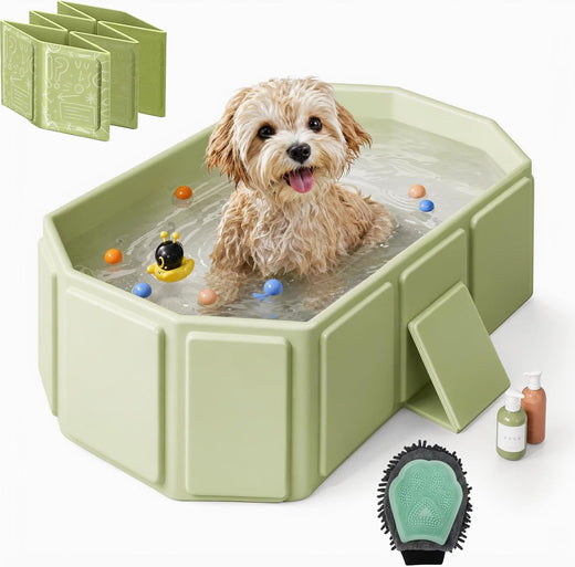 Foldable Dog Bath Tub, Collapsible Pet Bathing Basin with Drain