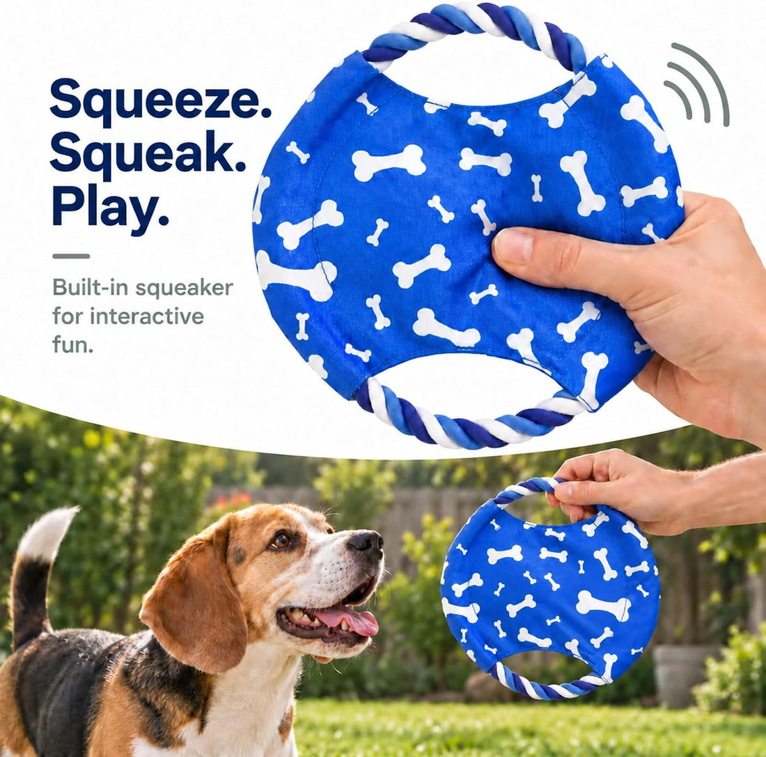 Dog Rope Flying Disc Toy with Squeaker