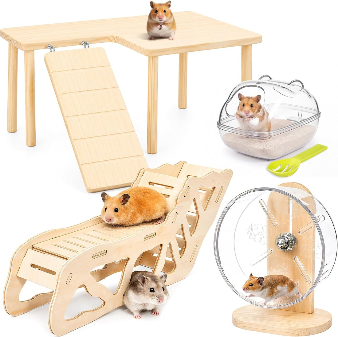 Breezehug 4 Pcs Hamster Cage Accessories Hamster Platform Toy, Hole
