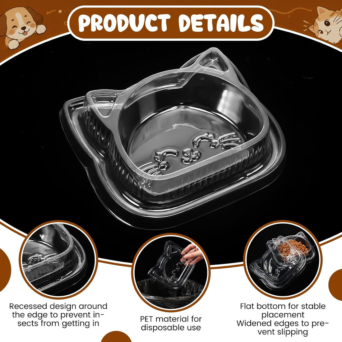 Waydress 100 Pcs Disposable Pet Bowls Anti Ant Cat Dog Food Bowl