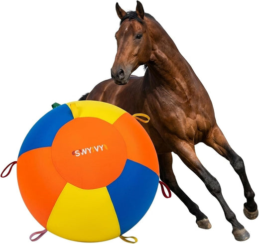 40" Horse Herding Ball with Straps Cover, Giant Pasture Toy
