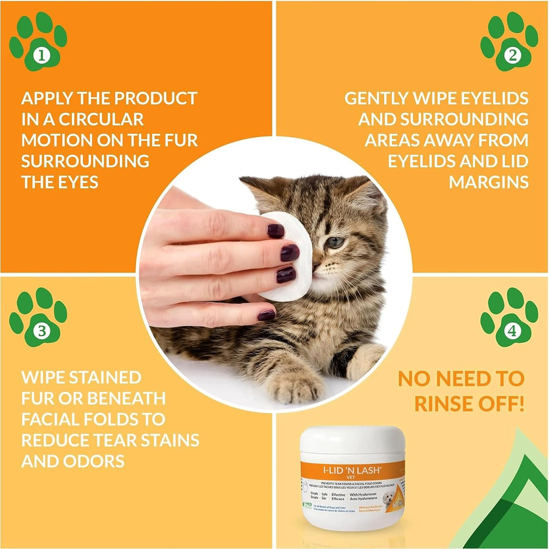 I-LID ’N LASH Vet Dog Eye Wipes - Tear Stain Preventer for Dogs