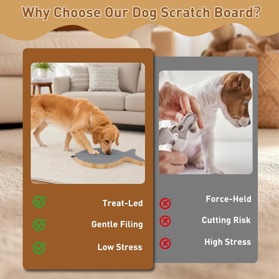 Vivifying Dog Nail Scratch Board with Treat Drawer for Front Paw Nails