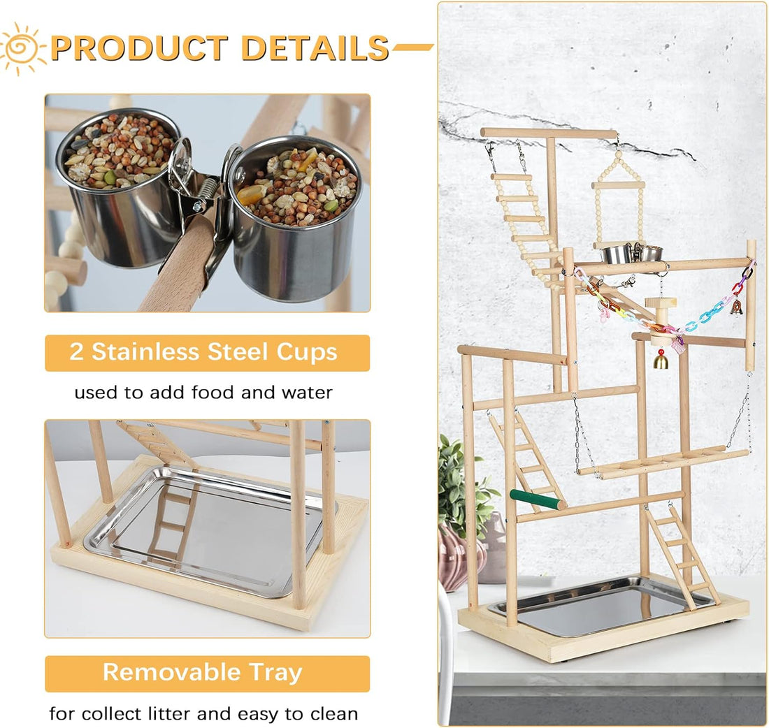 Ibnotuiy Pet Parrot Playstand Parrots Bird Playground Bird Play Stand