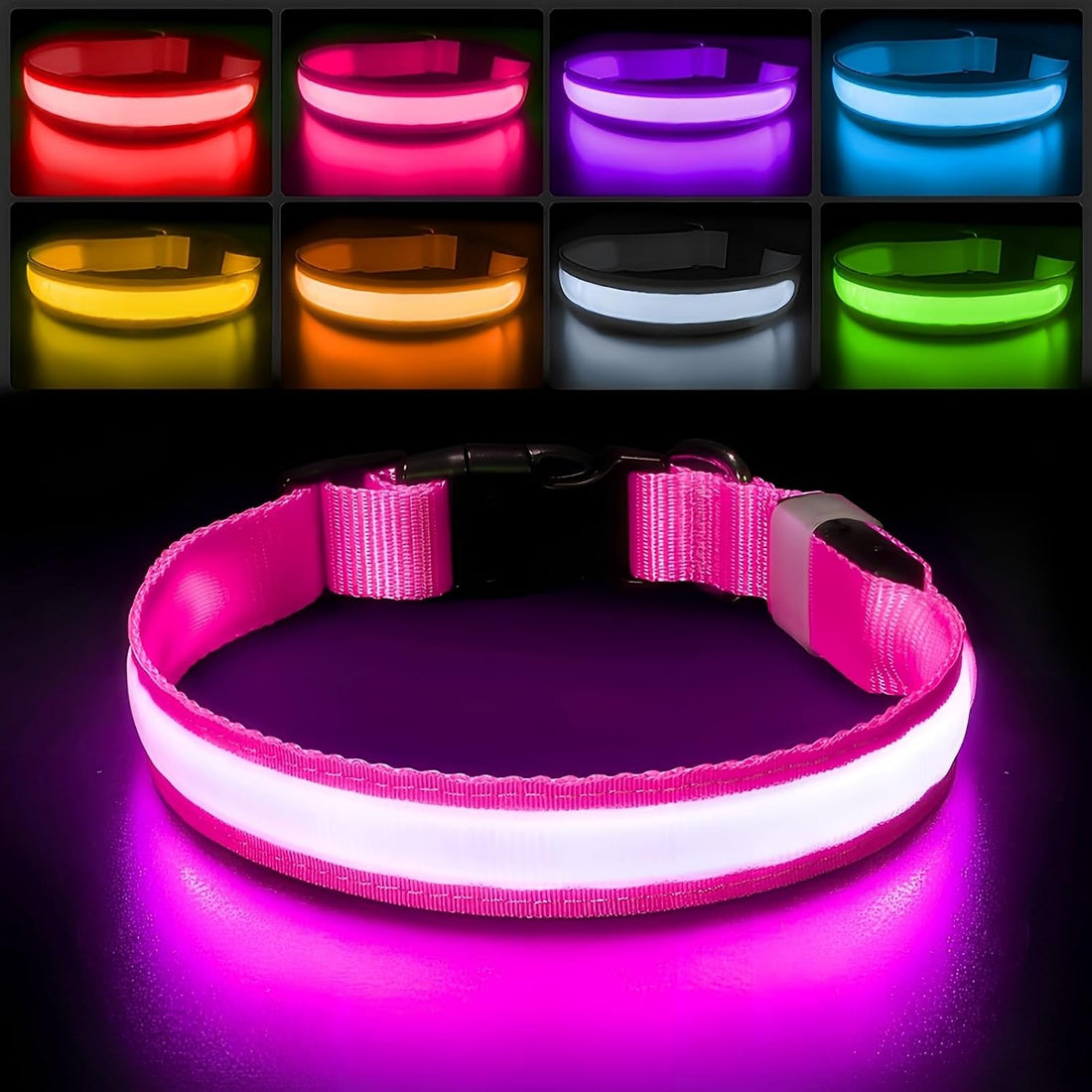 PcEoTllar Light up Dog Collar, Safe for Night Walking, Adjustable