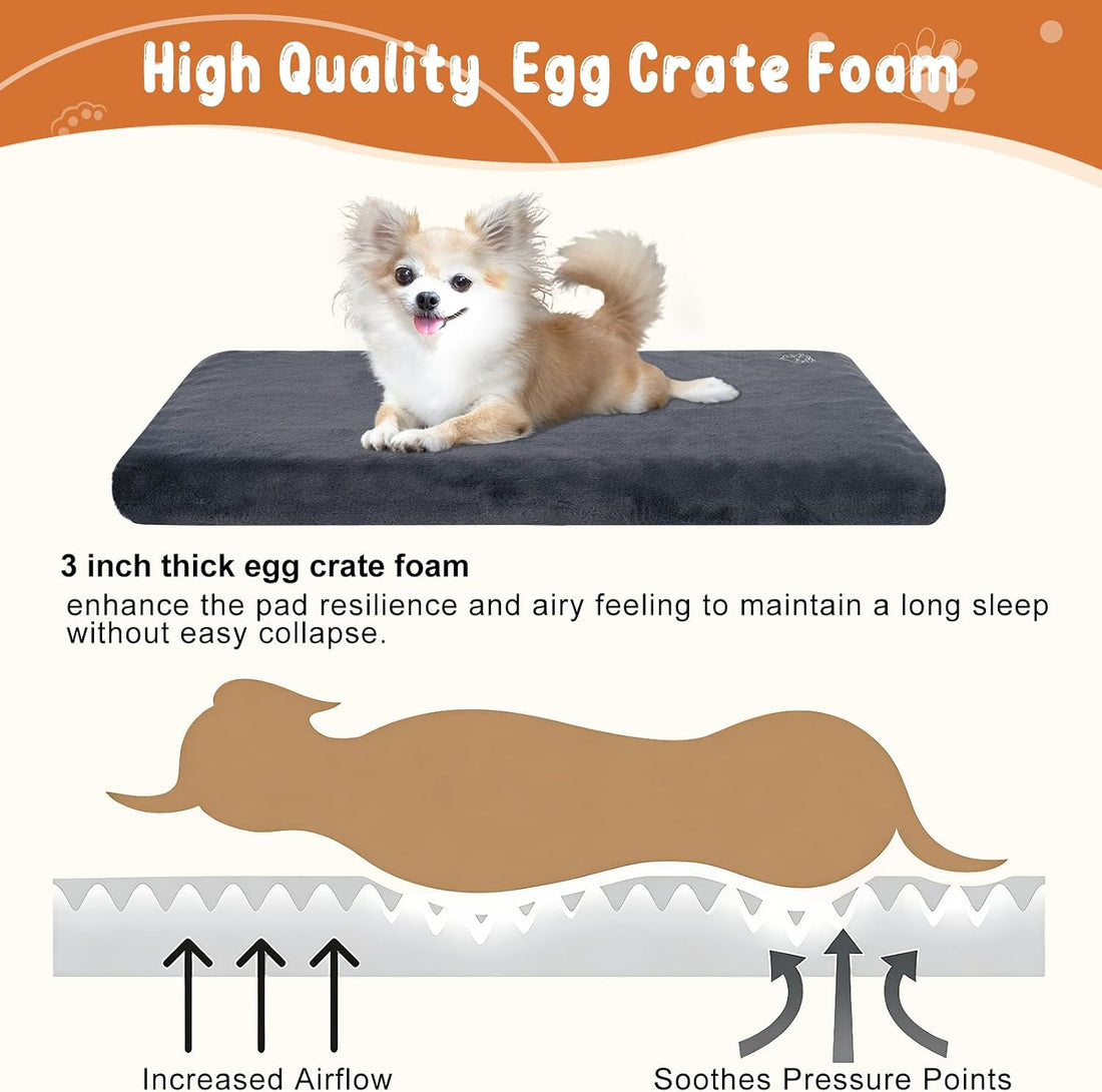 EMPSIGN Dog Bed Mat Crate Pad Mattress, Ultra Soft Pet Kennel, Grey