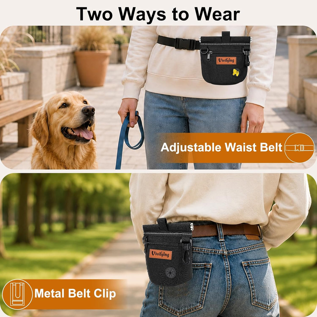 Vivifying Dog Treat Pouch with Fixed Clip Opening