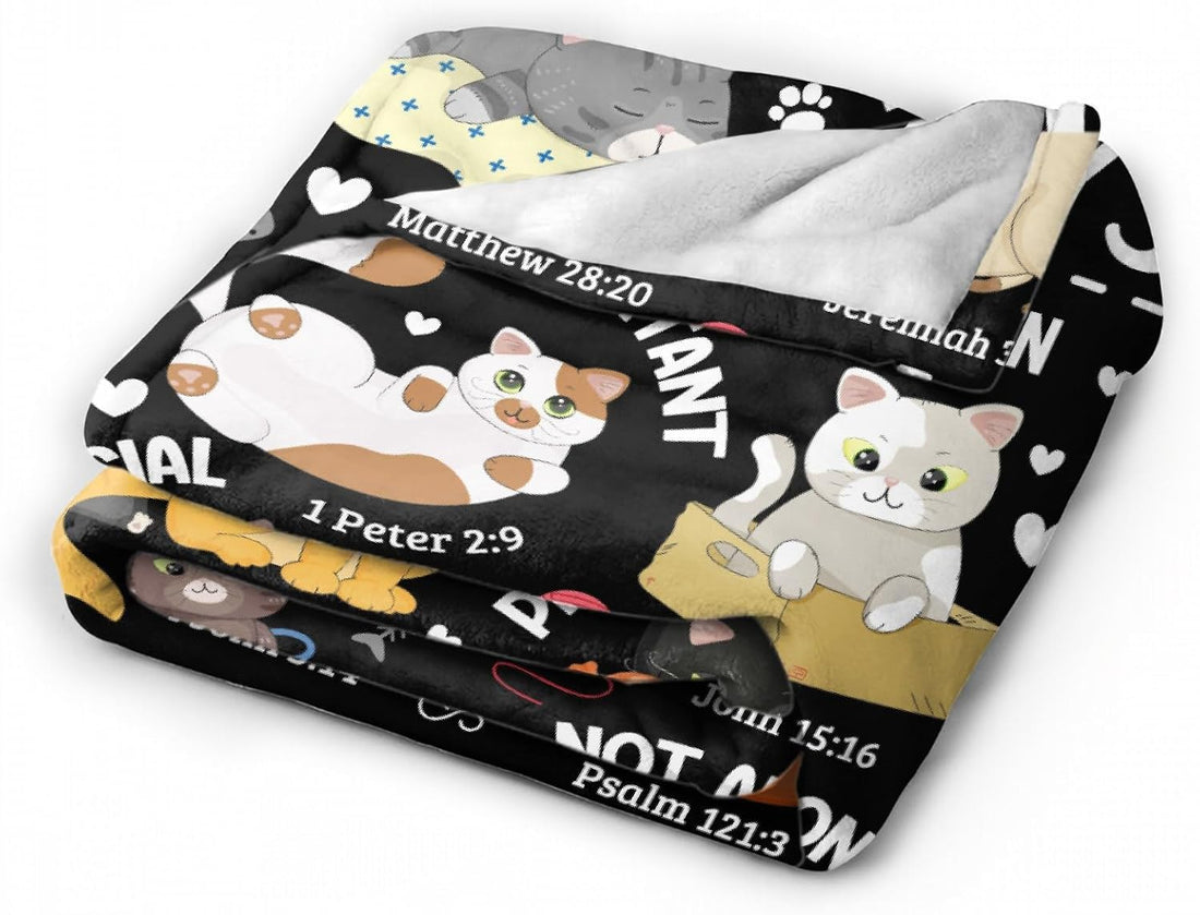 Cat Throw Blanket with Bible Verse,Thoughtful Christian Gifts