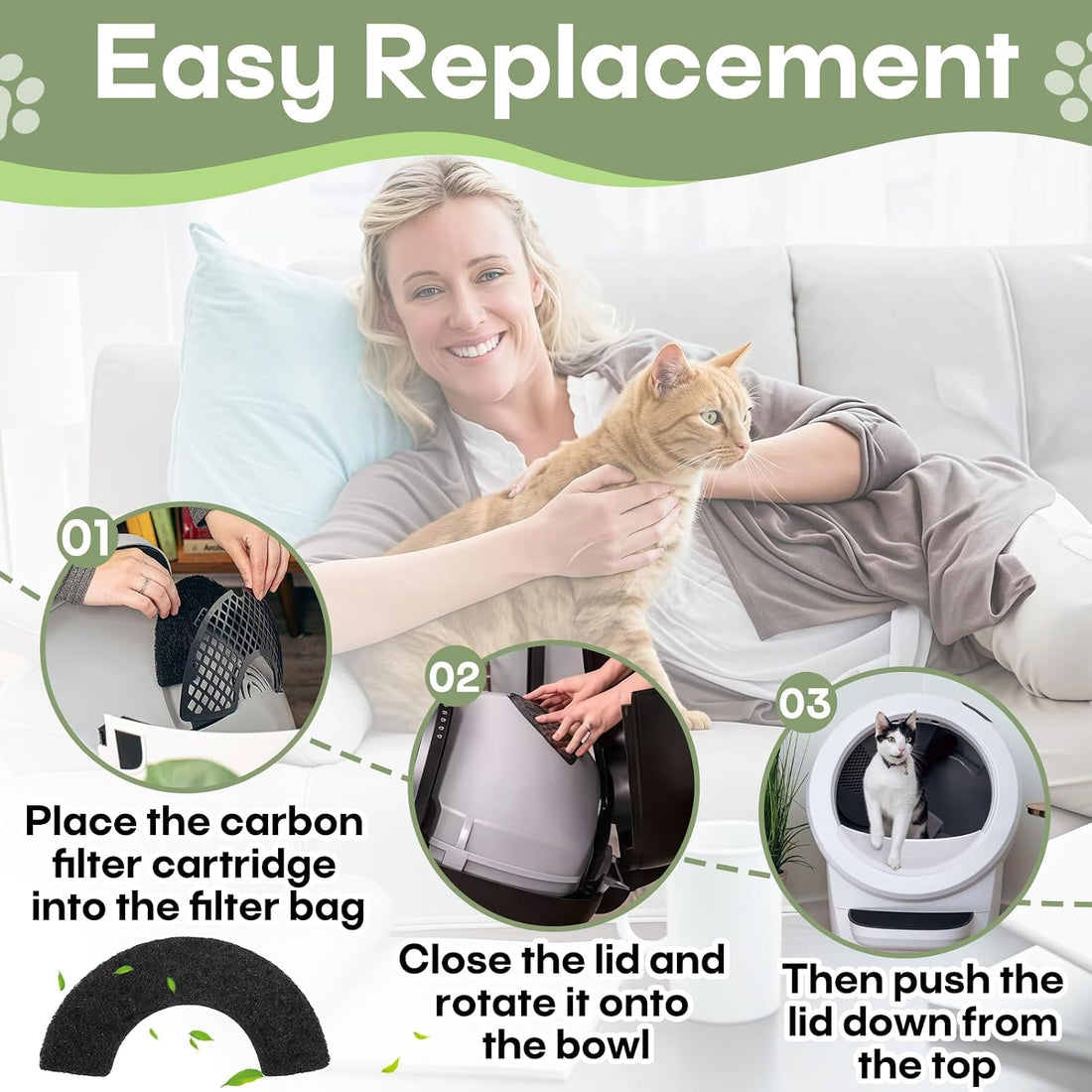 16Pcs Activated Charcoal Cat Litter Box Filters Replacement