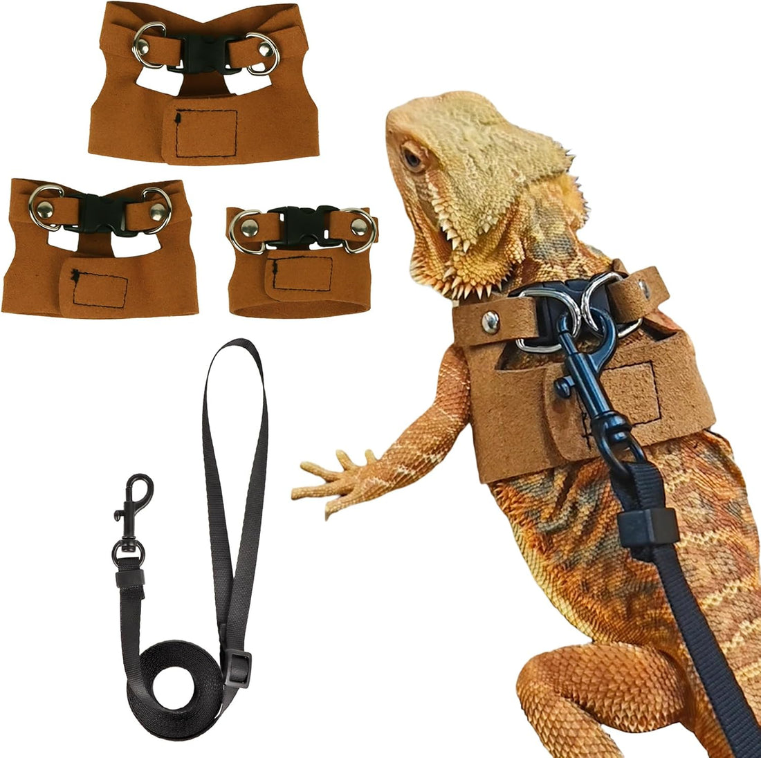 ADOGGYGO Bearded Dragon Harness Leash Set, 3 Size Lizard Harness