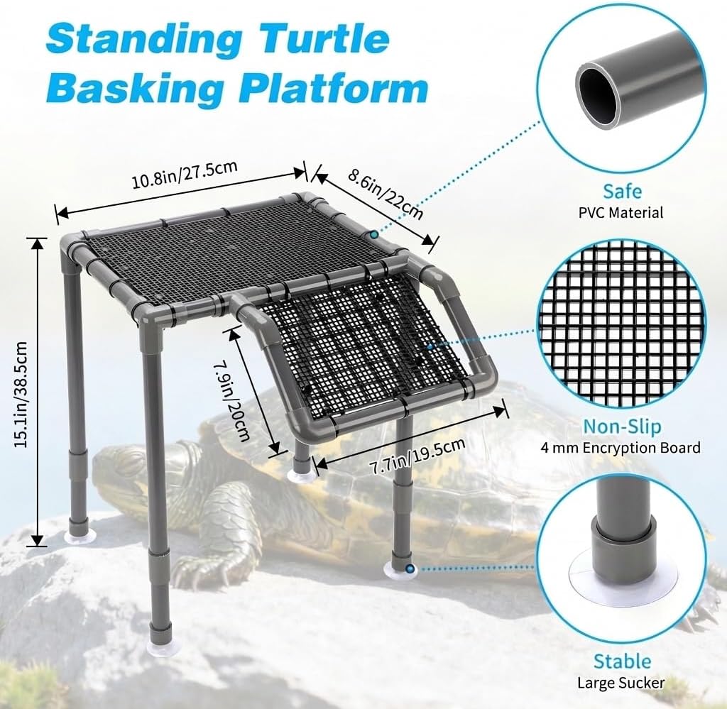 SKARUS Standing Turtle Basking Platform Ramp for 15-75 Gallon