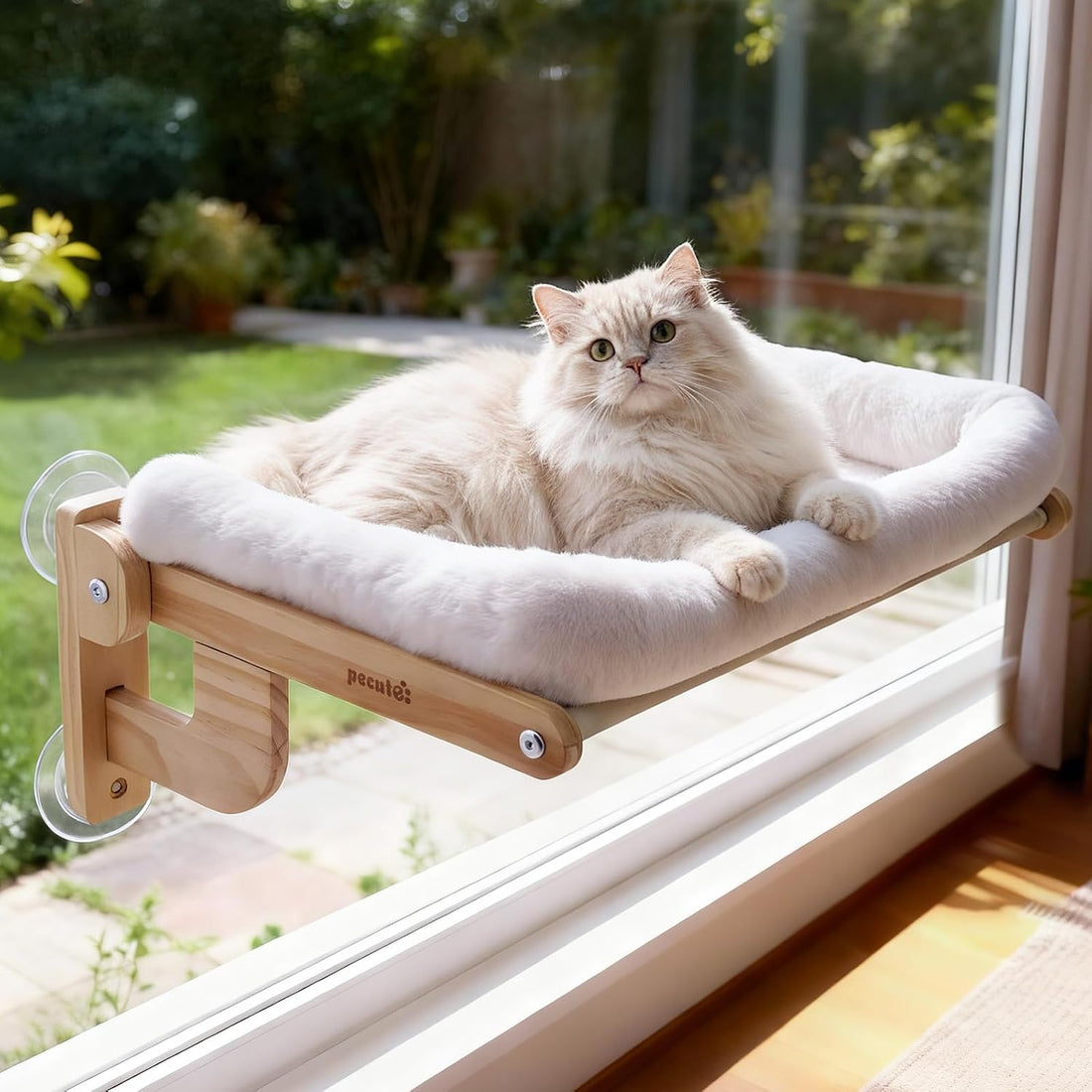 Pecute Cat Window Hammock Foldable, Cat Bed with Soft Cushion Grey