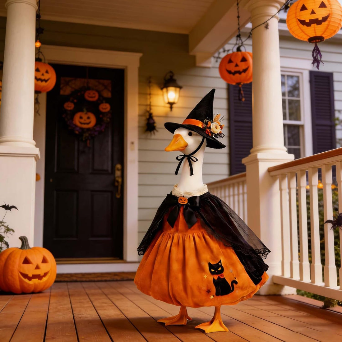 Halloween Porch Goose Outfit Pumpkin Wizard Costume