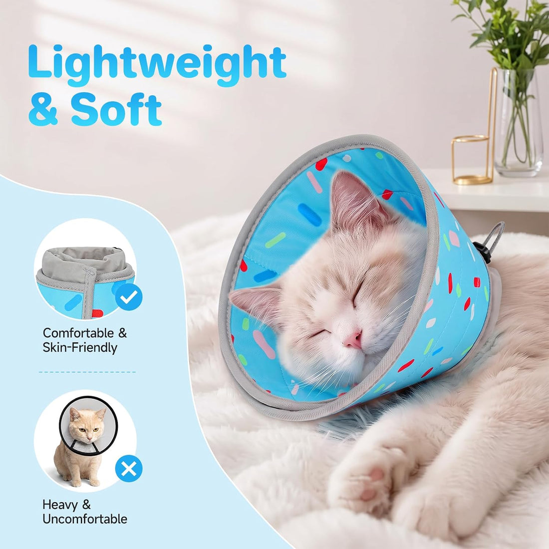 Supet Cat Cone to Stop Licking After Surgery Cat Recovery Collar