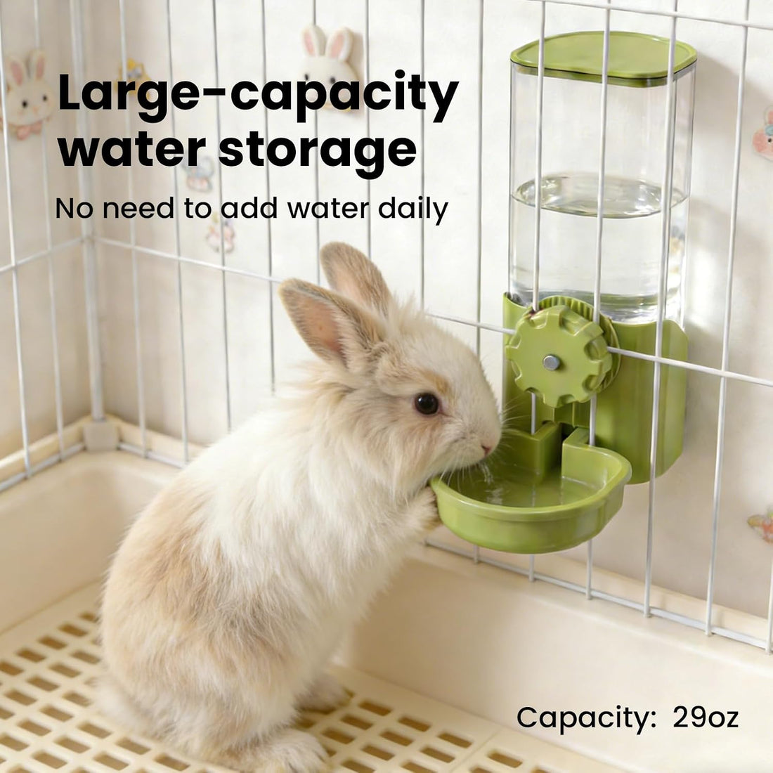 29oz Rabbit Water Bottle Dispenser for Cage, Bunny Water Bowl