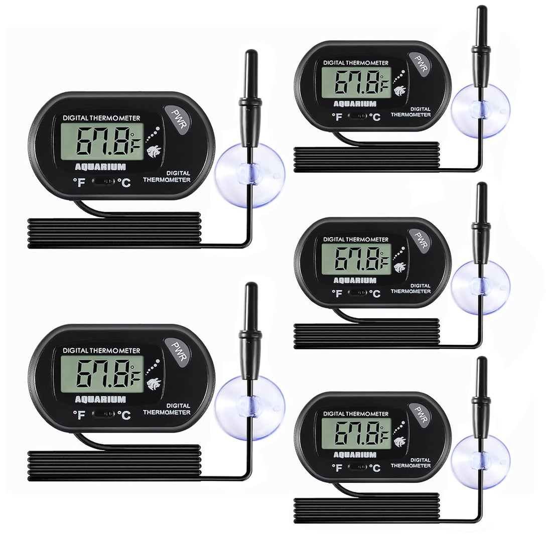 2pcs Aquarium Thermometer LCD Digital Fish Tank Thermometer