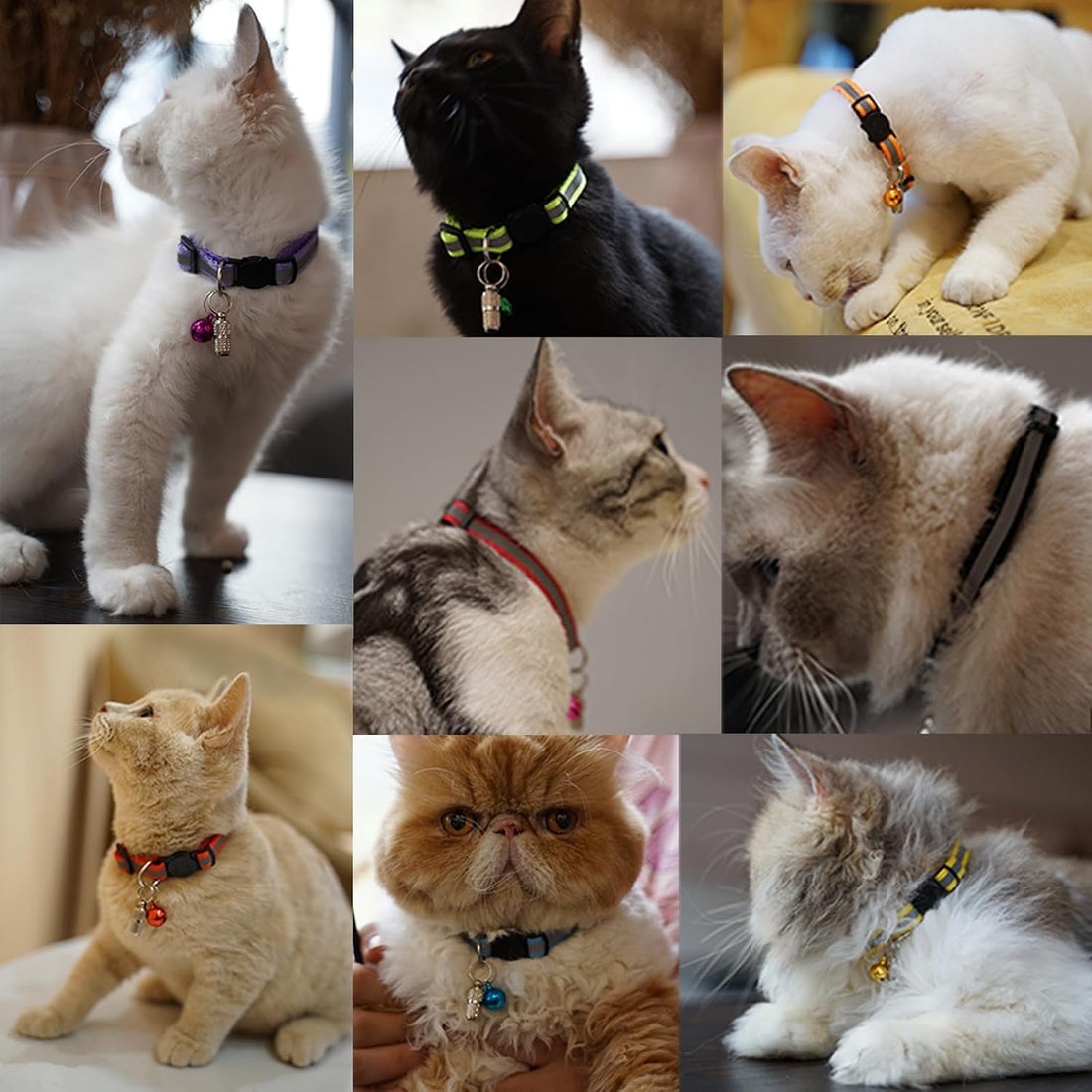 12 Pack Reflective-Breakaway Cat Collars with Bells,Safety Buckle