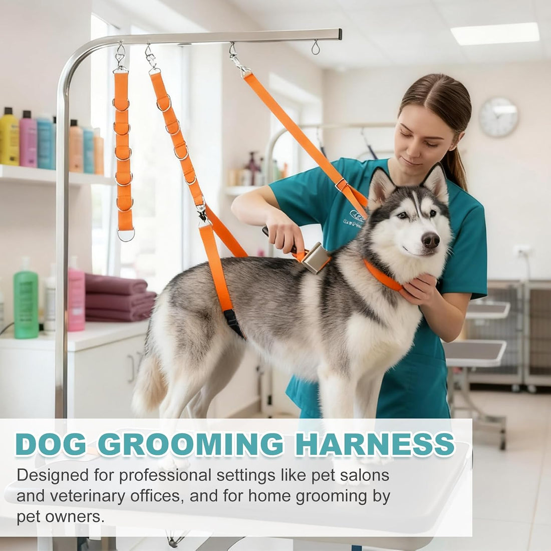 Dog Grooming Belly Strap, Pet Grooming Loops (Red, 3 Pcs)