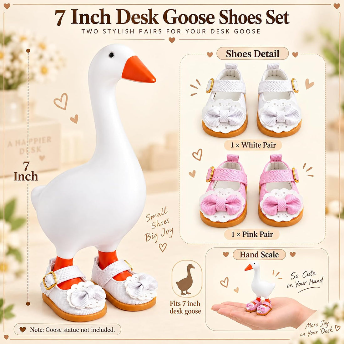 7inch Desk Goose Outfits, Mini Desktop Goose Clothes with Straw Hat