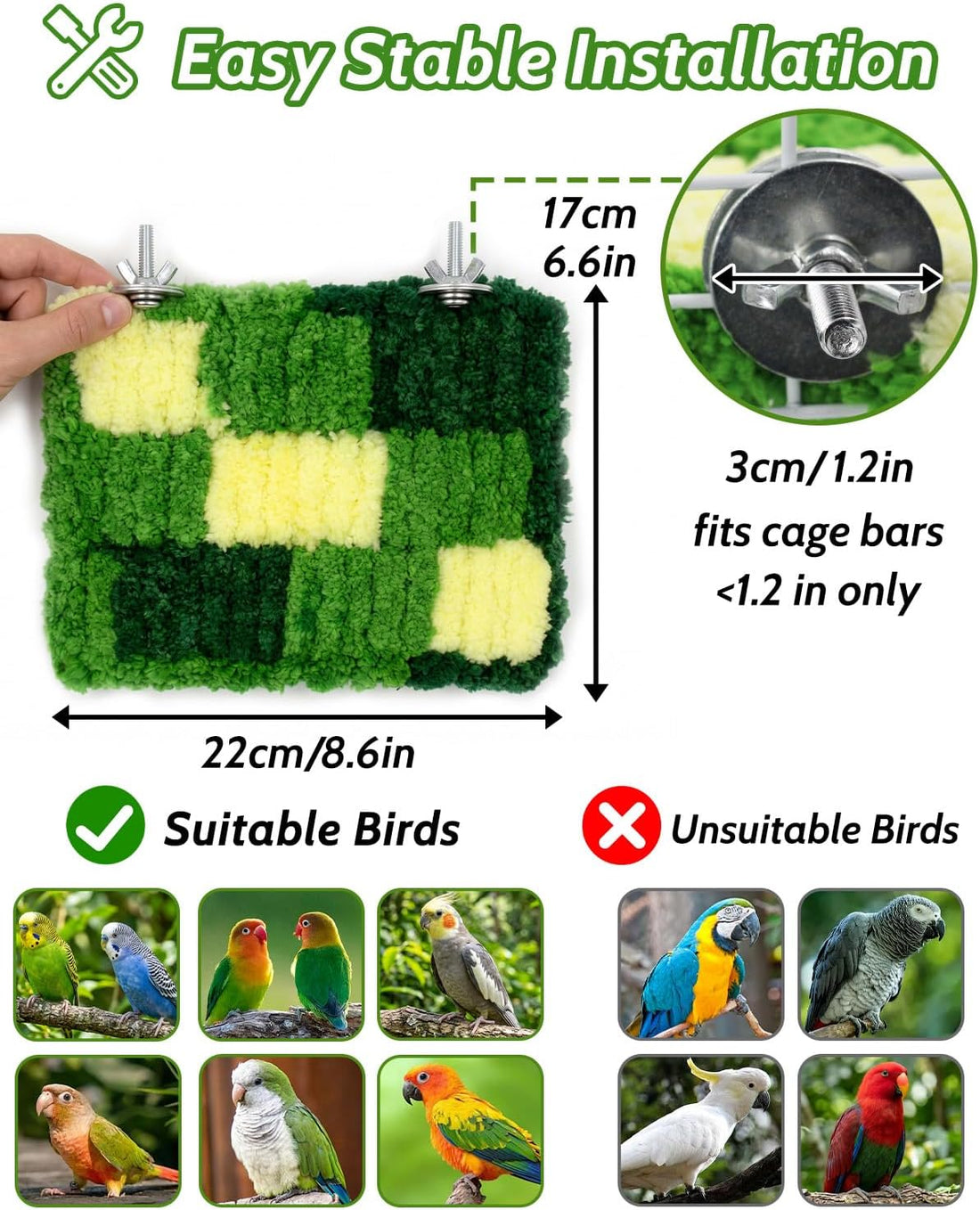 Warm Coral Fleece Bird Perch, Soft & Gentle for Sensitive Feet
