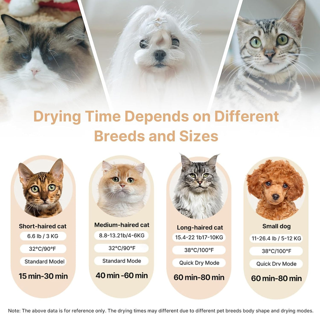 Upgrade 75L Large Automatic Cat Dryer Box with Pet Towel -360° Rapid