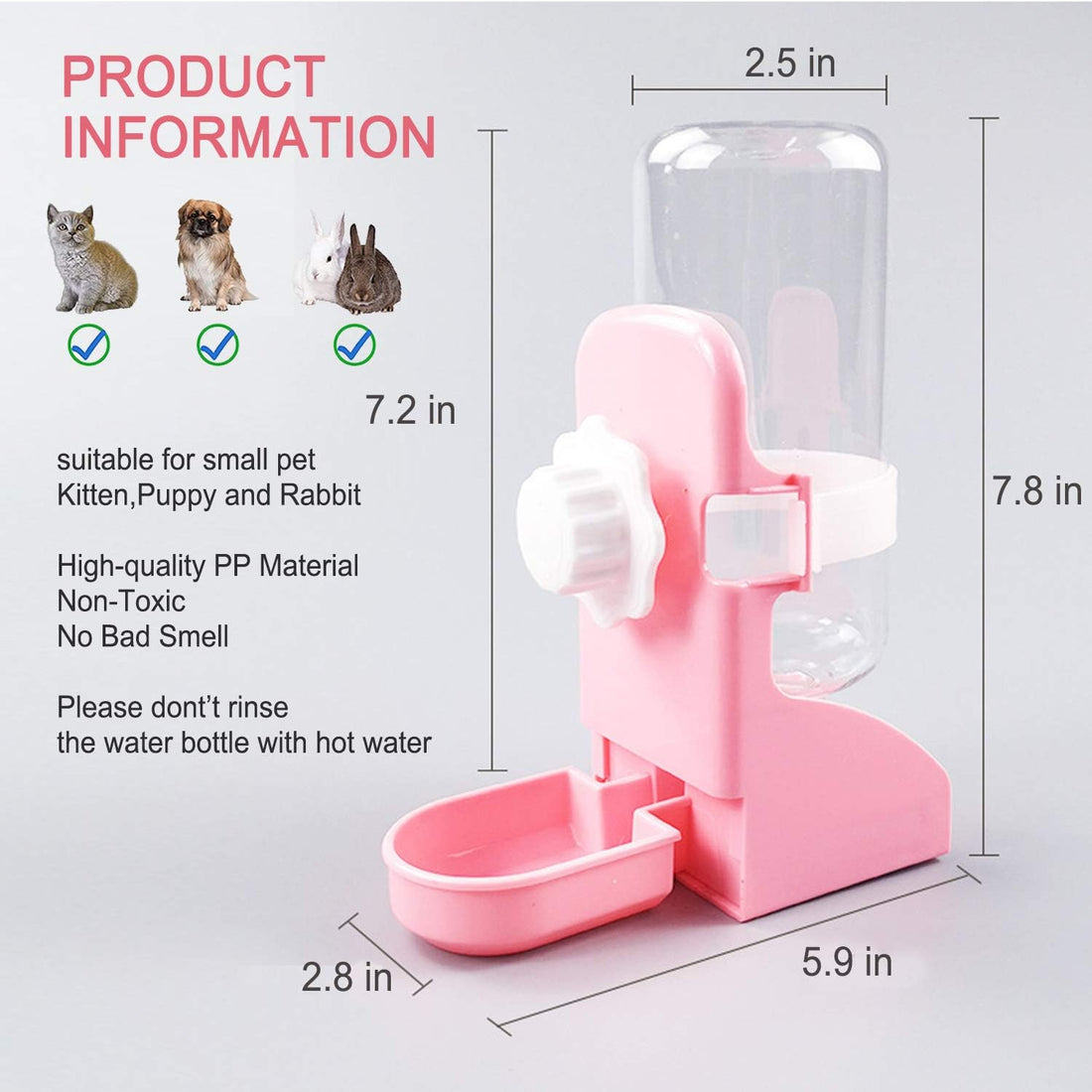 HERCOCCI Rabbit Hay Food Bin Feeder and Bunny Water Bottle Set