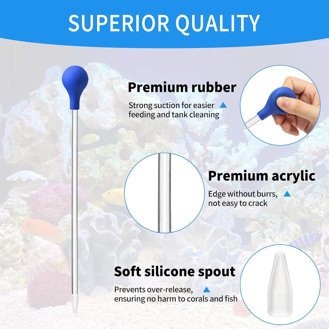 18.5 in Long Pipette for Fish Tank Coral Food Feeder Long Syringe