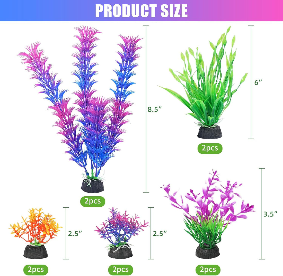AQUANEAT Artificial Fish Tank Plants, Plastic Aquarium Decorations
