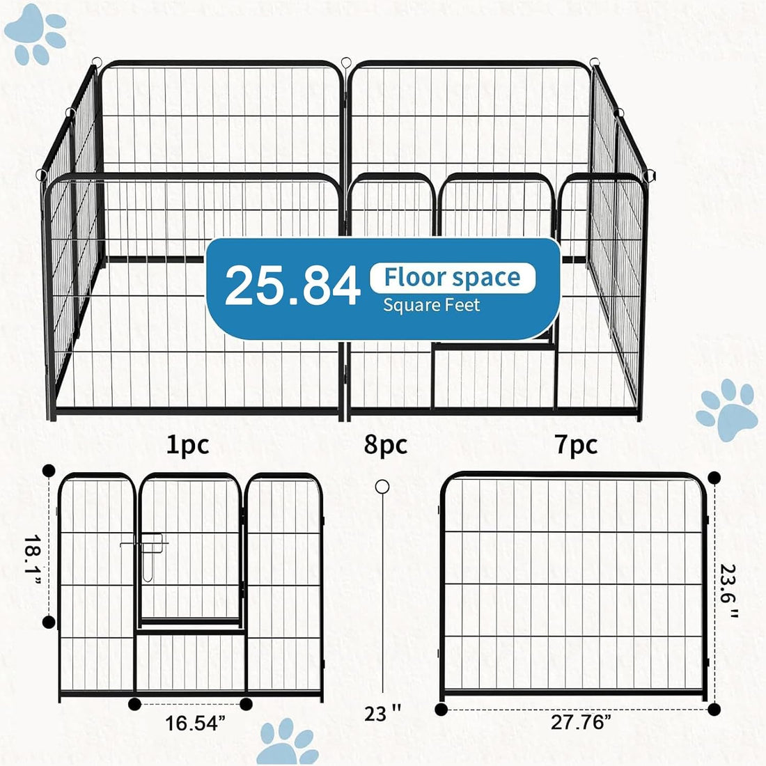 NEWBULIG Dog Playpen Indoor 8 Panels 24 Inch